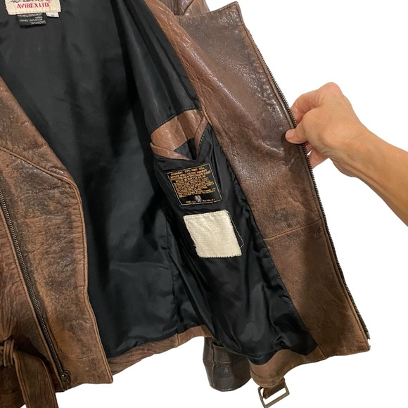 RARE UNISEX VTG AVIREX LTD FLIGHT LEATHER JACKET HI SPEED LOW LEVEL FLIGHT - Picture 10 of 16